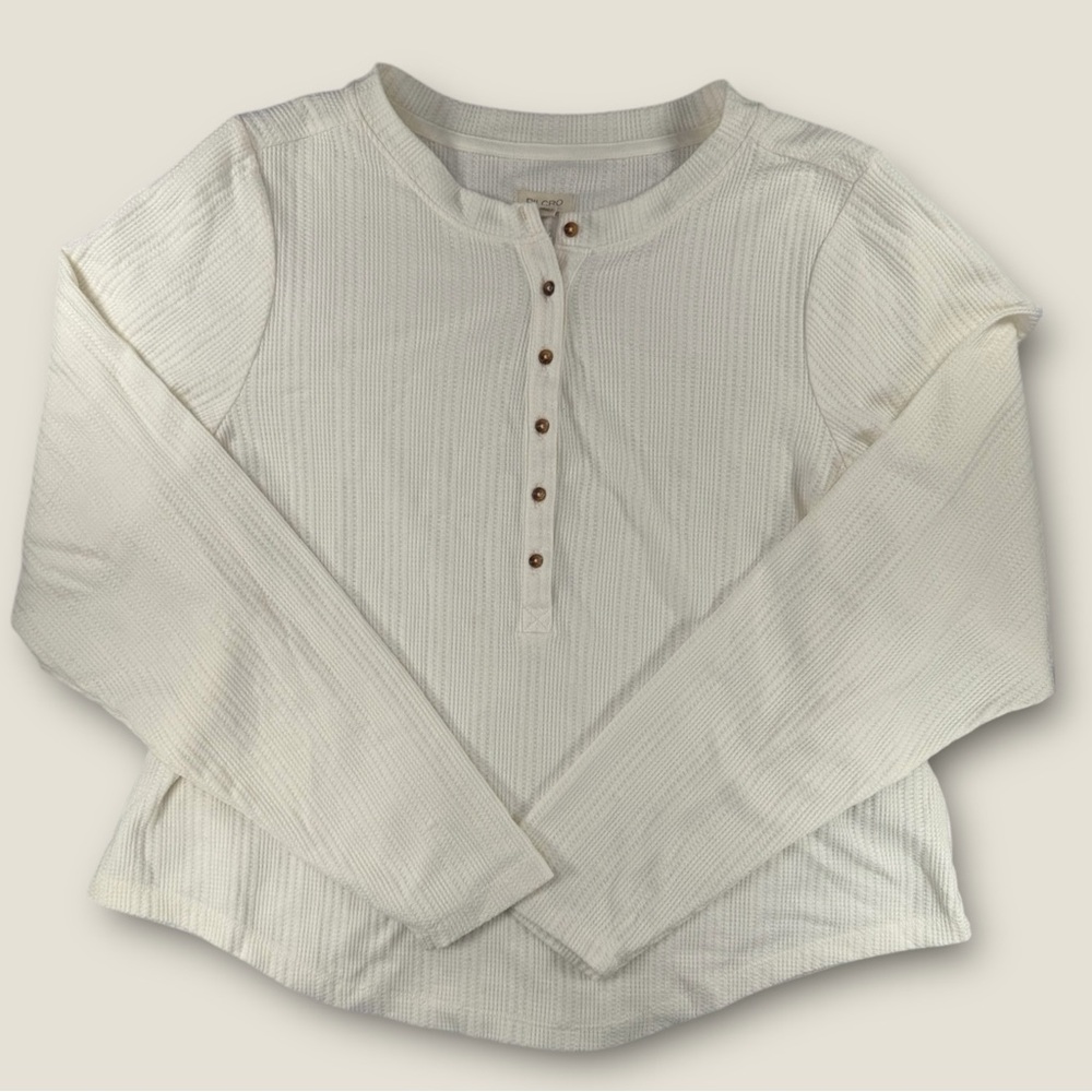 Pilcro Ivory Long Sleeve Henley Top
